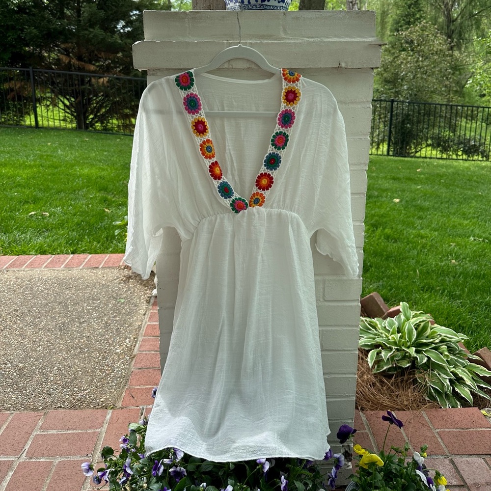 Boho Swim Cover-Up Or Top/Dress Small